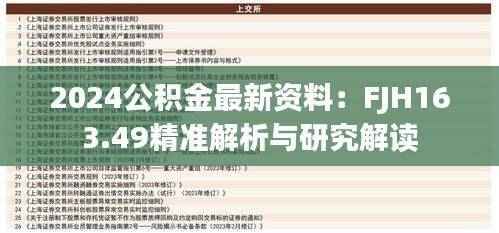 2024公积金最新资料:FJH163.49精准解析与研究解读