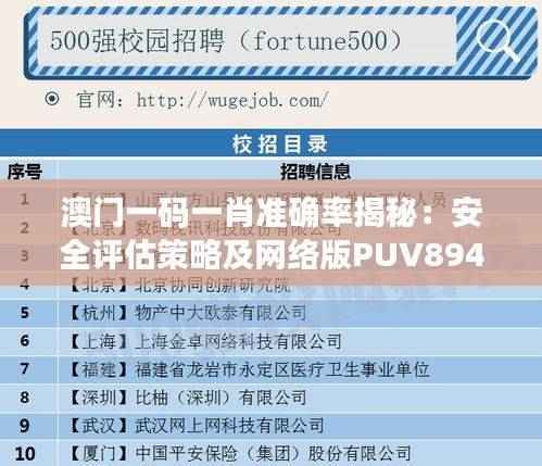 澳门一码一肖准确率揭秘:安全评估策略及网络版PUV894.67数值分析