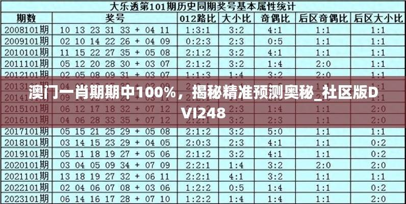 澳门一肖期期中100%,揭秘精准预测奥秘_社区版DVI248