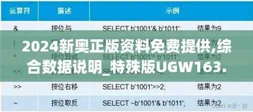 2024新奥正版资料免费提供,综合数据说明_特殊版UGW163.31