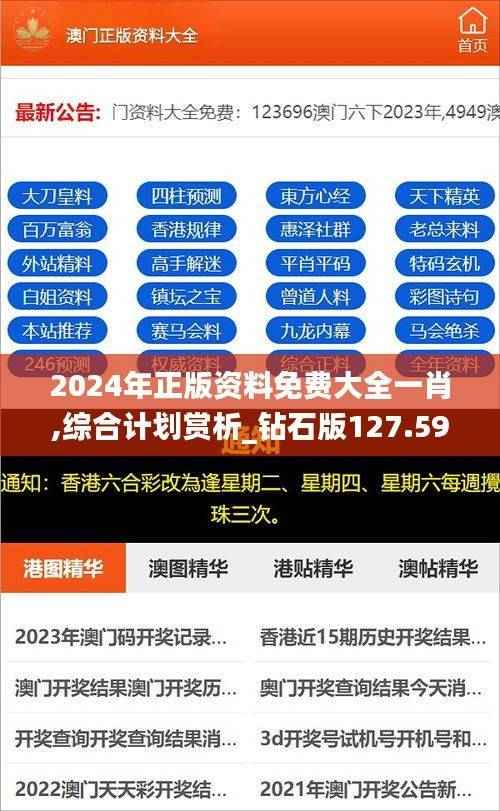 2024年正版资料免费大全一肖,综合计划赏析_钻石版127.59