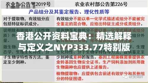 香港公开资料宝典:精选解释与定义之NYP333.77特别版