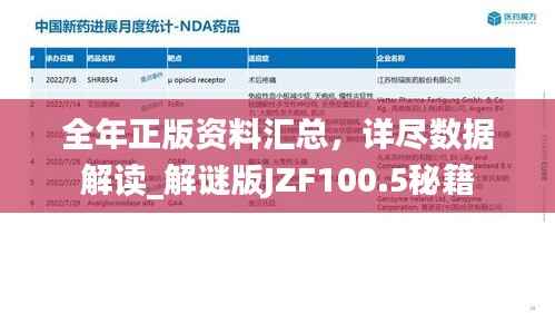 全年正版资料汇总,详尽数据解读_解谜版JZF100.5秘籍
