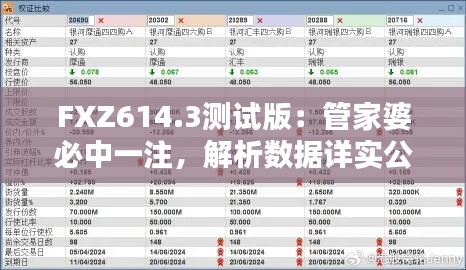 FXZ614.3测试版:管家婆必中一注,解析数据详实公布