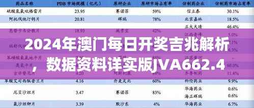 2024年澳门每日开奖吉兆解析,数据资料详实版JVA662.4