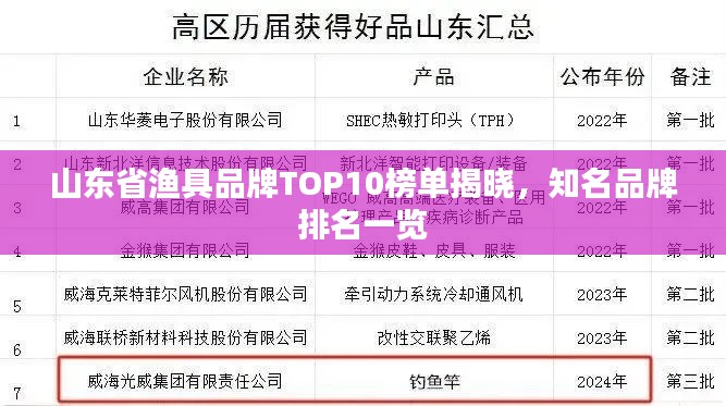 山东省渔具品牌TOP10榜单揭晓,知名品牌排名一览